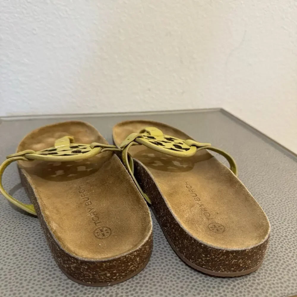 Tory Burch Miller Cloud Leather Sandal Lemon Lime Green US 9.5
